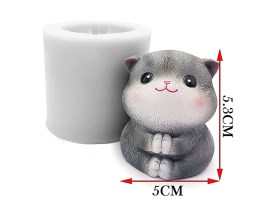 Molde silicona gatito sentado patitas juntas